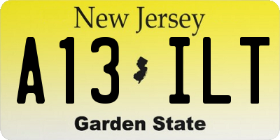 NJ license plate A13ILT