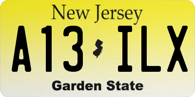 NJ license plate A13ILX