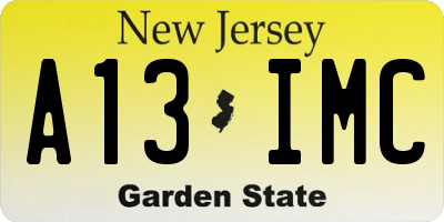 NJ license plate A13IMC