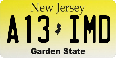 NJ license plate A13IMD
