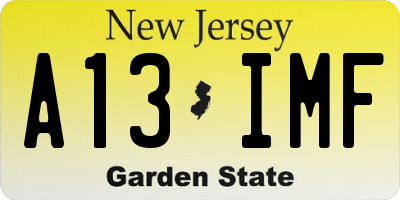 NJ license plate A13IMF