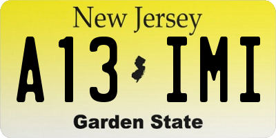 NJ license plate A13IMI