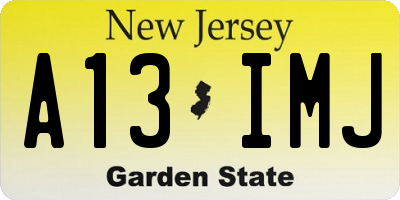 NJ license plate A13IMJ
