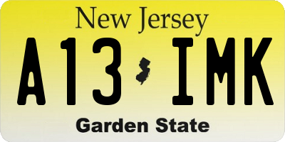 NJ license plate A13IMK