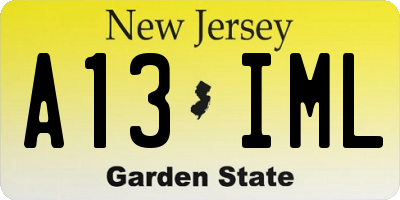 NJ license plate A13IML