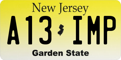 NJ license plate A13IMP