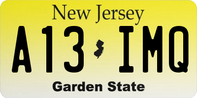 NJ license plate A13IMQ