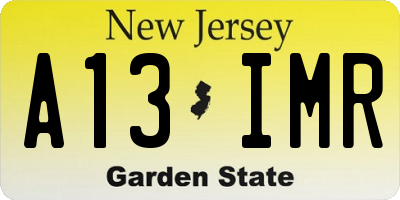 NJ license plate A13IMR