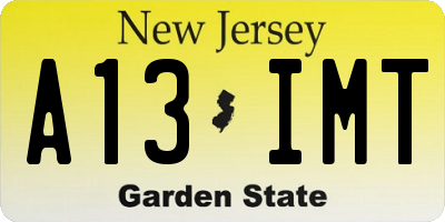 NJ license plate A13IMT