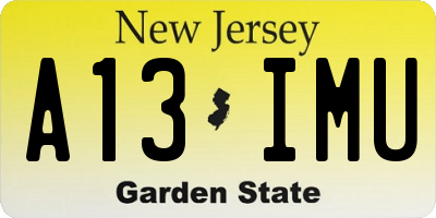 NJ license plate A13IMU
