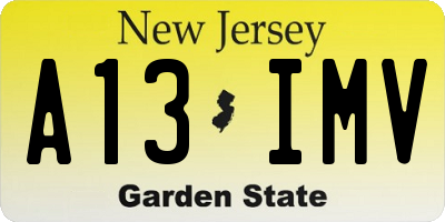 NJ license plate A13IMV