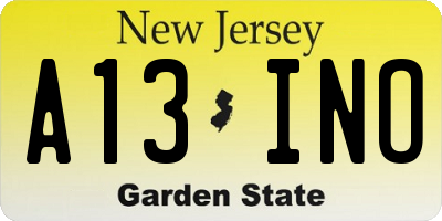 NJ license plate A13INO