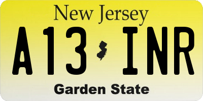 NJ license plate A13INR