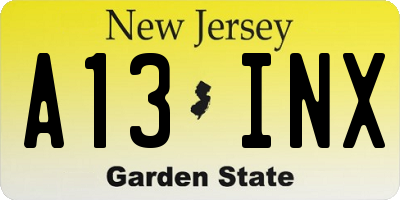 NJ license plate A13INX