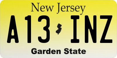 NJ license plate A13INZ
