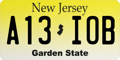 NJ license plate A13IOB