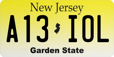 NJ license plate A13IOL