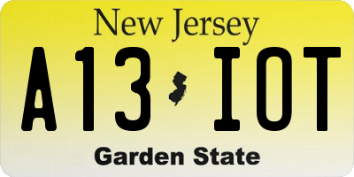 NJ license plate A13IOT