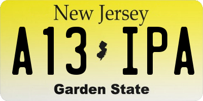 NJ license plate A13IPA