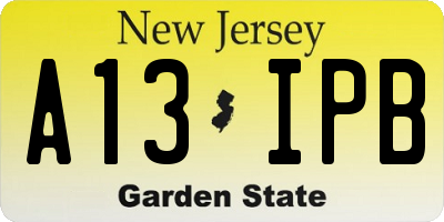 NJ license plate A13IPB