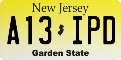 NJ license plate A13IPD