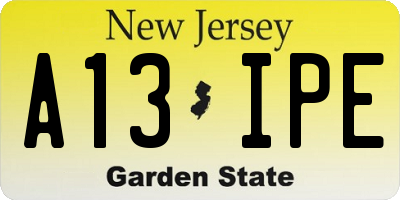NJ license plate A13IPE
