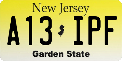 NJ license plate A13IPF