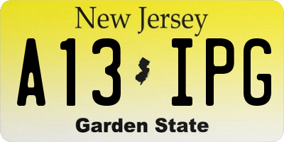 NJ license plate A13IPG