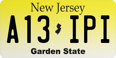 NJ license plate A13IPI