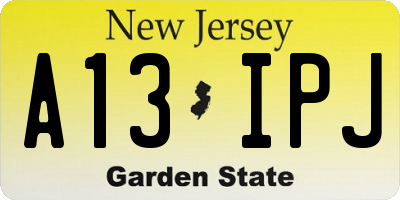 NJ license plate A13IPJ