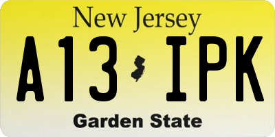 NJ license plate A13IPK