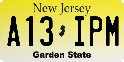 NJ license plate A13IPM