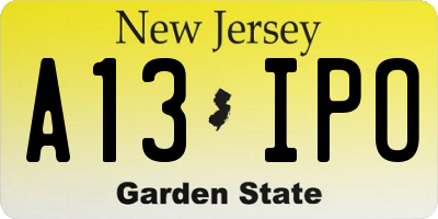 NJ license plate A13IPO