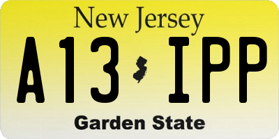 NJ license plate A13IPP