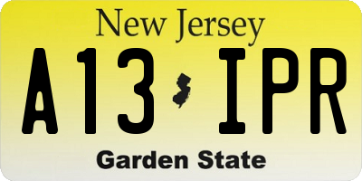NJ license plate A13IPR