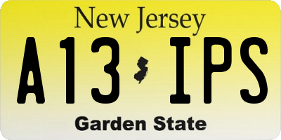NJ license plate A13IPS