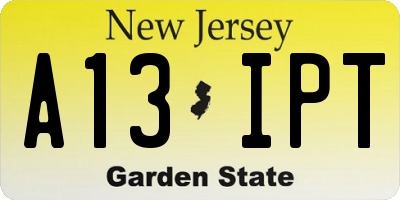 NJ license plate A13IPT