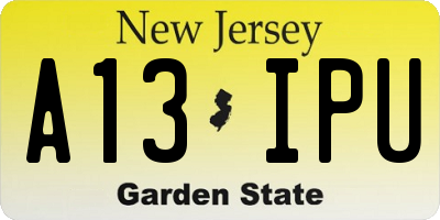 NJ license plate A13IPU