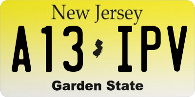 NJ license plate A13IPV
