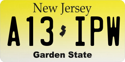 NJ license plate A13IPW