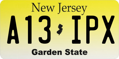 NJ license plate A13IPX