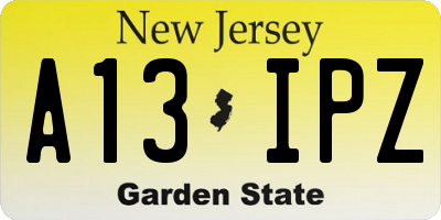NJ license plate A13IPZ
