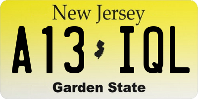 NJ license plate A13IQL