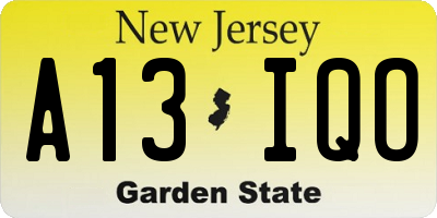 NJ license plate A13IQO