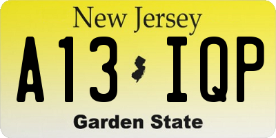 NJ license plate A13IQP