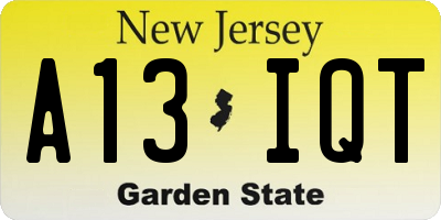 NJ license plate A13IQT