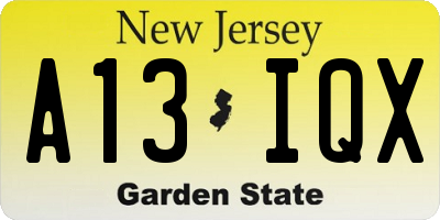 NJ license plate A13IQX