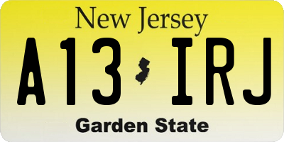 NJ license plate A13IRJ