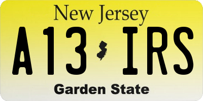 NJ license plate A13IRS