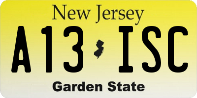 NJ license plate A13ISC